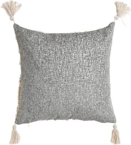 Μαξιλάρι Home ESPRIT Λευκό Γκρι Φούντες Boho 45 x 15 x 45 cm