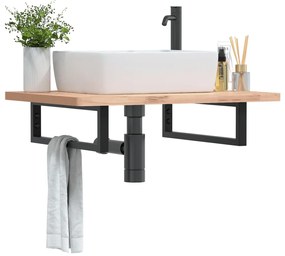 vidaXL Βραχίονες Ραφιών για Νιπτήρα Ορθ. 2 Τεμ. Μαύρο Χάλυβας