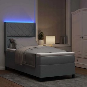 vidaXL LED Κρεβάτι με βάθρο Ανοιχτό γκρι 100 x 200 cm ύφασμα