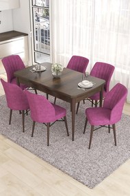 Extendable Dining Table &amp; Chairs Set (7 Pieces) Eva - Baroque, Purple Baroque
Purple