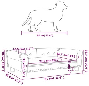 Κρεβάτι Σκύλου Κρεμ 95 x 55 x 30 εκ. Βελούδινο - Κρεμ