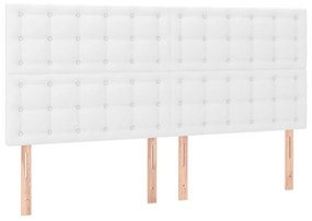 Κρεβάτι Boxspring με Στρώμα Λευκό 180x200 εκ. Συνθετικό Δέρμα - Λευκό