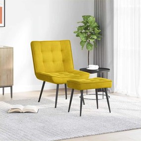 vidaXL Πολυθρόνα Relax Κίτρινη Βελούδινη με Σκαμπό