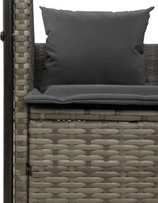 vidaXL Ξαπλώστρα Διπλή Γκρι από Συνθετικό Ρατάν με Οροφή / Κουρτίνες