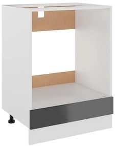 vidaXL Ντουλάπι για Φούρνο Γυαλιστερό Γκρι 60x46x81,5 εκ. Μοριοσανίδα