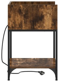 vidaXL Κομοδίνο Καπνιστή δρυς 40 x 40 x 61 εκ Επεξεργασμένο ξύλο