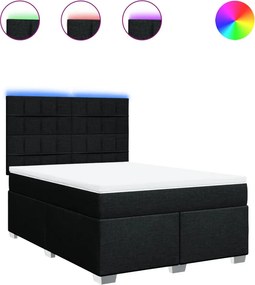 vidaXL Κρεβάτι Boxspring με Στρώμα Μαύρο 140x200 εκ. Υφασμάτινο