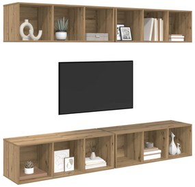 vidaXL Τηλεοπτική Κάβα Τοίχου 4 pcs artisan δρυς Μη κατεργασμένο ξύλο