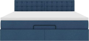 vidaXL Οθωμανικό κρεβάτι με στρώμα μπλε 160x200cm ύφασμα