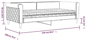 Κρεβάτι ημέρας με στρώμα σκούρο γκρι 90x190 cm Βελούδο - Γκρι