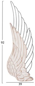 Διακοσμητικό Τοίχου Σετ 2τμχ Φτερά MDF Σε Λευκό-Μαύρο Μέταλλο 39x1,5x92Υ Εκ.