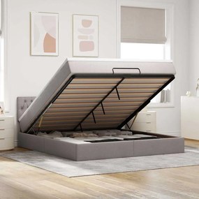 vidaXL Οθωμανικό κρεβάτι με στρώμα &amp; LEDs Taupe 180x200cm ύφασμα