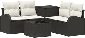 vidaXL Σετ Καναπέ 6 τμχ. Μαύρο και Κρεμ Λευκό 55 x 55 x 37 εκ