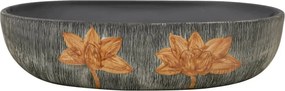 vidaXL Νιπτήρας Οβάλ Γκρι και Μαύρος 59 x 40 x 14 εκ. Κεραμικός