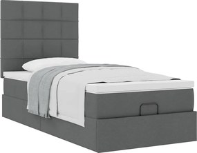 vidaXL Οθωμανικό κρεβάτι με στρώμα σκούρο γκρι 90x190cm ύφασμα