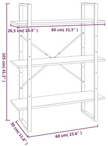 Βιβλιοθήκη με 5 Ράφια Γκρι Sonoma 80x30x175 εκ. Επεξεργ. Ξύλο - Γκρι