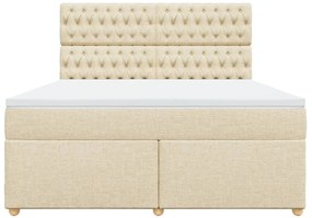 vidaXL Κρεβάτι Boxspring με Στρώμα Κρεμ 180x200 εκ. Υφασμάτινο
