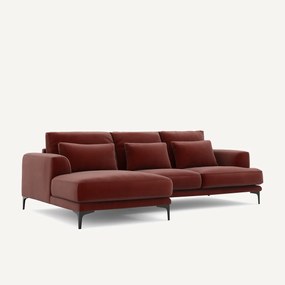 Γωνιακός δεξιός καναπές με βελούδινη ταπετσαρία, Marsile