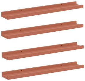 vidaXL Ράφι Τοίχου 4 pcs Κόκκινο 60 x 9 x 3 cm Επεξεργασμένο ξύλο