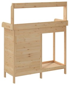 VidaXL Τραπέζι για Γλάστρες με Ντουλάπι 110,5x45x124,5 εκ. Μασίφ Ελάτη