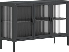 vidaXL Ντουλάπι Μαύρο 105 x 35 x 70 εκ. από Γυαλί και Ατσάλι