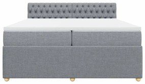 vidaXL Κρεβάτι Boxspring με Στρώμα Ανοιχτό Γκρι 200x200 εκ. Υφασμάτινο