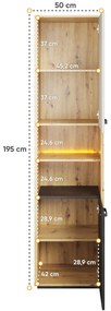 Βιβλιοθήκη  Qubic με φωτισμό LED Natural &amp; Graphite  QB-04