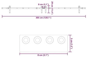 Μηχανισμός Συρόμενης Μεσόπορτας Μαύρος 305 εκ. Ατσάλινος