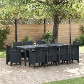 vidaXL Σέτ φαγητού για κήπο 11 pcs Ανθρακί Rattan Polt