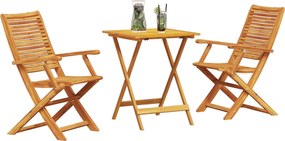 vidaXL Φορητό Σετ Μπιζερί 3 pcs Καφέ Στερεό Ξύλο Ακακίας