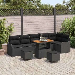 vidaXL Σετ Καναπέ Κήπου Ρυθμιζόμενο ύψος 9 pcs Μαύρο συνθετικό ρατάν