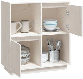 vidaXL Ντουλάπι Λευκό 74 x 35 x 80 εκ. από Μασίφ Ξύλο Πεύκου