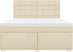 vidaXL Κρεβάτι Boxspring με Στρώμα Κρεμ 180x200 εκ. Υφασμάτινο