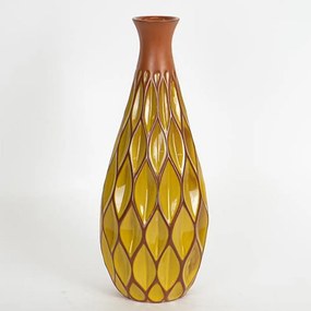 Βάζο Κεραμικό 752-20225 Φ14,5x37cm Terracota-Yellow Estheti Home Κεραμικό