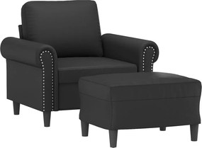 vidaXL Πολυθρόνα Μαύρη 60 εκ. από Συνθετικό Δέρμα με Υποπόδιο