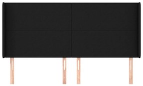 Κεφαλάρι με Πτερύγια Μαύρο 163x16x118/128 εκ. Υφασμάτινο - Μαύρο