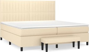 vidaXL Κρεβάτι Boxspring με Στρώμα Κρεμ 200x200 εκ. Υφασμάτινο