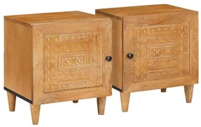 vidaXL Κομοδίνο 2 pcs Ανοιχτό καφέ 40 x 33 x 46 εκ. Μασίφ ξύλο μάνγκο