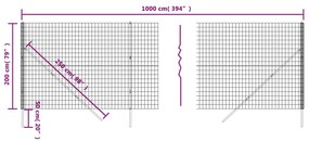 vidaXL Συρματόπλεγμα Περίφραξης Ανθρακί 2 x 10 μ. από Γαλβαν. Ατσάλι