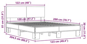 ΠΛΑΙΣΙΟ ΚΡΕΒΑΤΙΟΥ SONOMA ΔΡΥΣ 120X200 ΕΚ. ΕΠΕΞ. ΞΥΛΟ &amp; ΜΕΤΑΛΛΟ 3280198