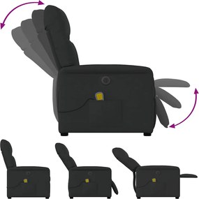 vidaXL Πολυθρόνα Μασάζ Ηλεκ. Ανακλινόμενη Μαύρη Υφασμάτινη