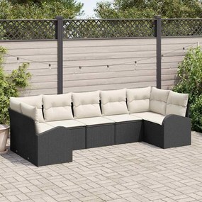 vidaXL Σετ Καναπέ Κήπου 7 pcs Μαύρο Πολυ ράταν