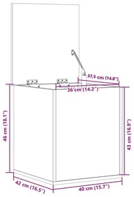 Κουτί Αποθήκευσης Μαύρο 40x42x46 εκ. Επεξεργασμένο Ξύλο - Μαύρο