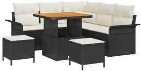 vidaXL Σετ Καναπέ Κήπου Ρυθμιζόμενο ύψος 8 pcs Μαύρο συνθετικό ρατάν