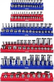 VEVOR Magnetic Socket Organizer Set 6PCS Socket Trays Blue &amp; Red for Metric SAE