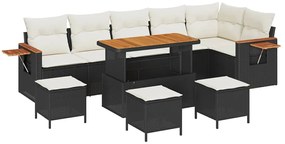 vidaXL Σετ Καναπέ Κήπου με μαξιλάρι 10 pcs Μαύρο Πολυ ράταν