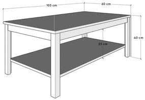 Τραπεζάκι σαλονιού Rustic Megapap χρώμα λευκό 103x60x40εκ.
