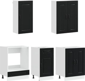 vidaXL Μονάδα κουζίνας KALMAR 5 pcs Μαύρο Επεξεργασμένο Ξύλο