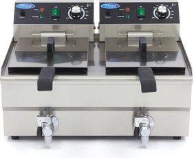 Deep Fryer - 2 x 10L - 2 Baskets - with Drain Tap