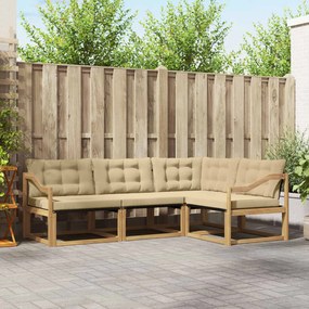 vidaXL Σειρά Καναπέ Εξωτερικού με μαξιλάρι 4 pcs Λευκό και Μπεζ